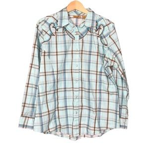 Women's Large Wrangler Western Festival Long Sleeve Pearl Snap Shirt Blouse